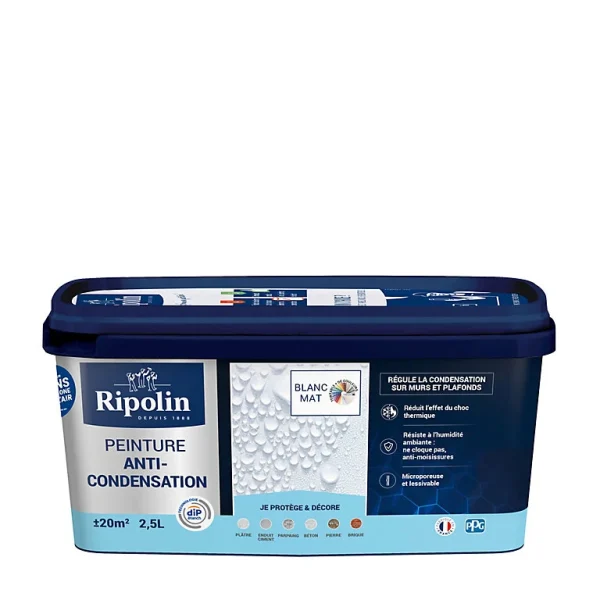 Castorama Peinture Anti-condensation Intérieur Mat Blanc Ripolin 2,5L à prix promos 1