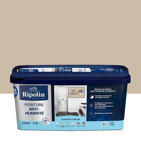 Castorama Peinture Anti-humidité Intérieur Satin Lin Ripolin 2,5L Satisfait ou Remboursé 1