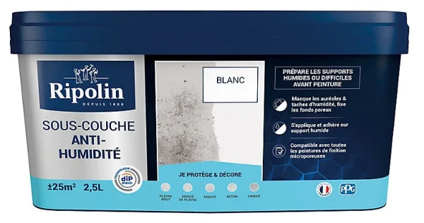 officiel Castorama Sous-couche Anti-humidité Intérieur Mat Ripolin 2,5L 1