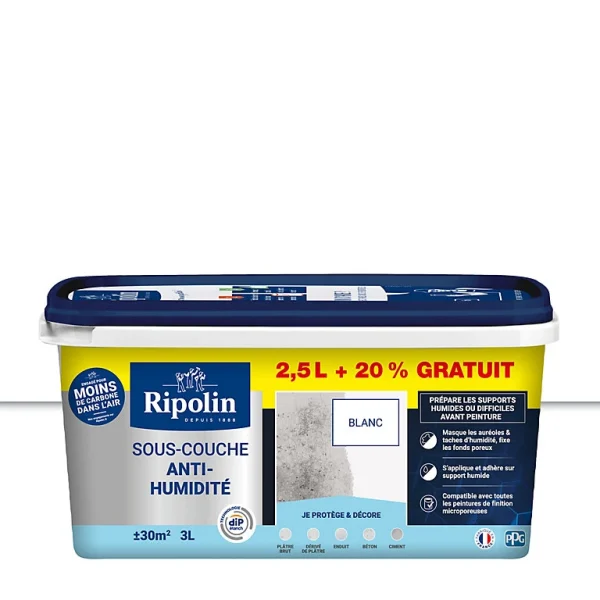 Castorama Sous-couche Anti-humidité Intérieur Mat Ripolin 3L Livraison internationale 1